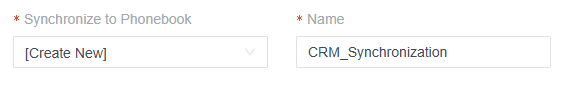 CRM integrations phonebook Create New named CRM_Synchronization