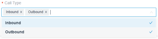 CRM integrations Call Type field with Inbound and Outbound tags selected