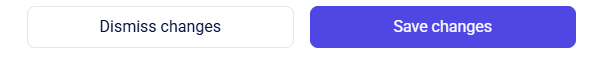 CRM account form footer with Dismiss changes and Save changes buttons