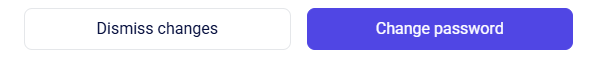 CRM account password footer with Dismiss changes and Change password buttons