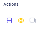 CRM clients row Actions with archive, view, and copy link icons
