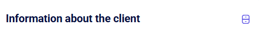 CRM clients profile header Information about the client with Archive icon
