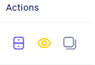 CRM clients Deals row Actions with archive, view, and copy link icons