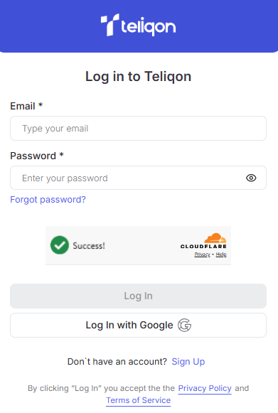 Portal login page with email, password, Cloudflare success, and Google sign-in