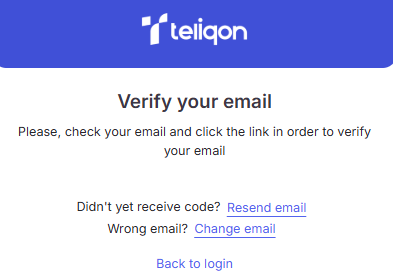 Portal login verify email screen with resend, change email, and back to login