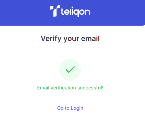 Portal login email verification success screen with green checkmark and login link